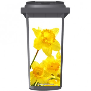 Yellow Daffodils Flower Wheelie Bin Sticker Panel